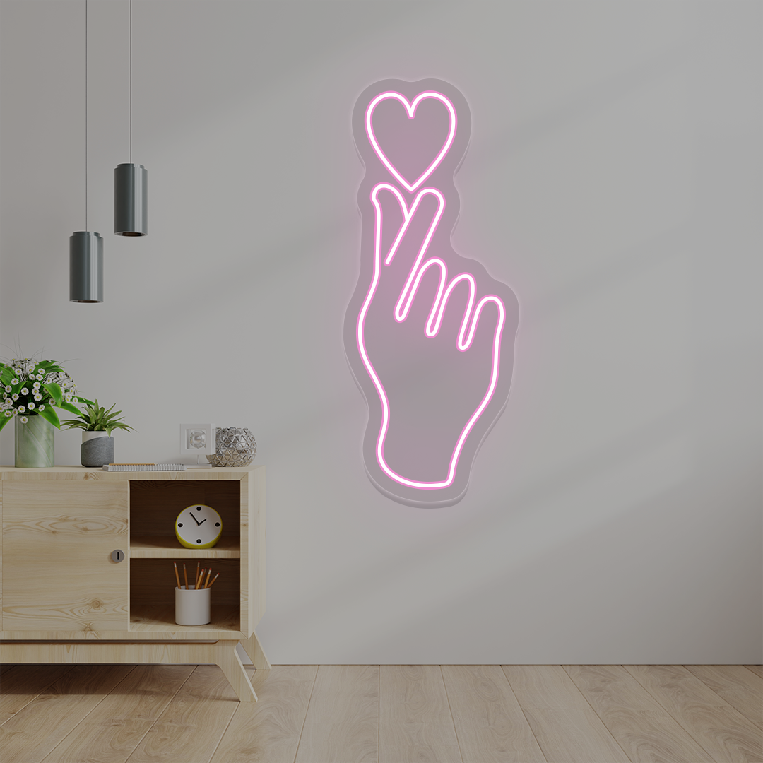 Heart On Fingers Love Neon Sign image 0