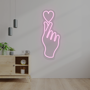 Heart On Fingers Love Neon Sign image 0