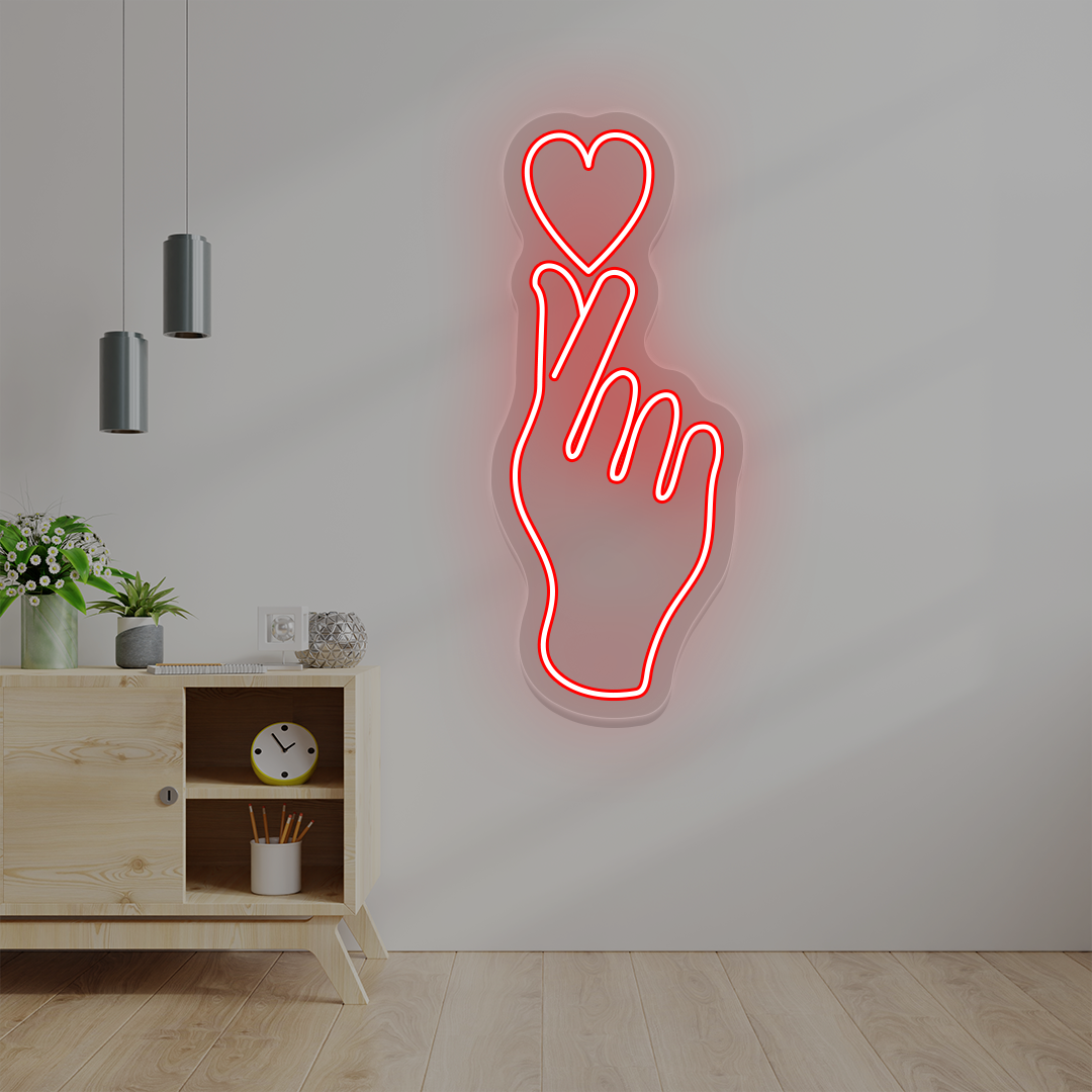 Heart On Fingers Love Neon Sign image 1