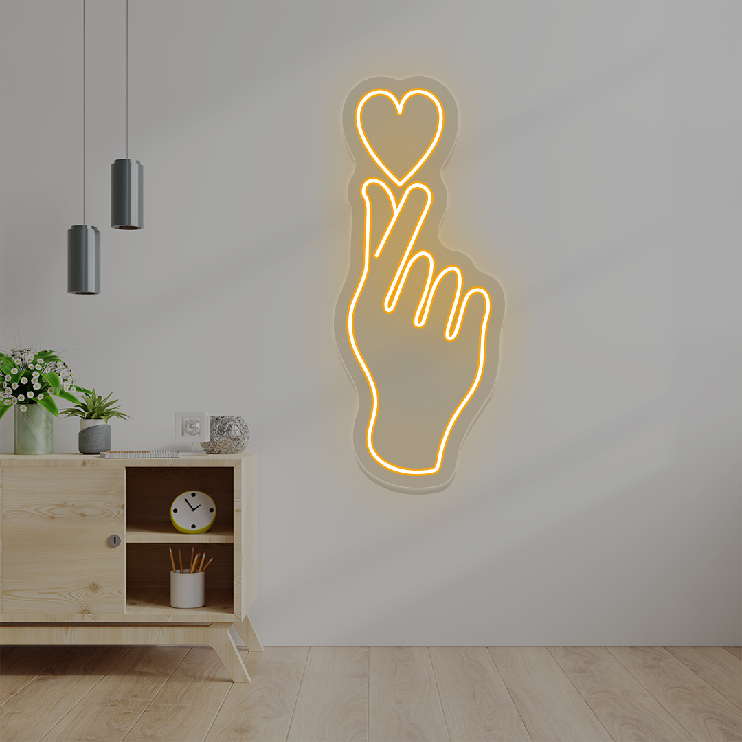 Heart On Fingers Love Neon Sign image 2