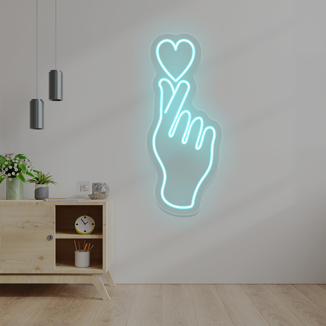 Heart On Fingers Love Neon Sign image 5