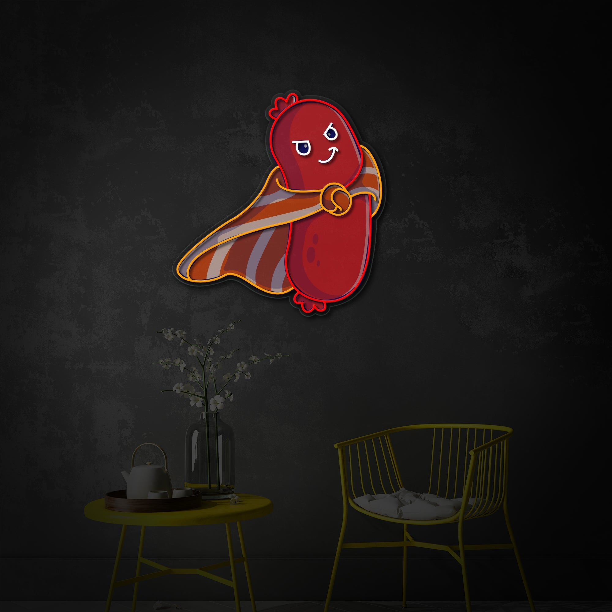Hero Sausage LED Neon Sign | Food Character Art - MEON NEON