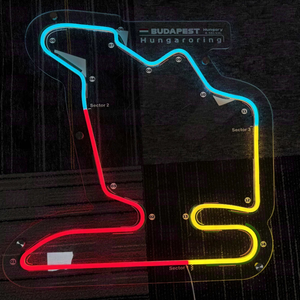 Hungaroring Circuit LED Neon Light Strip Sign Acrylic Body Car Logo Color Temperature Rating - LED Neon Sign