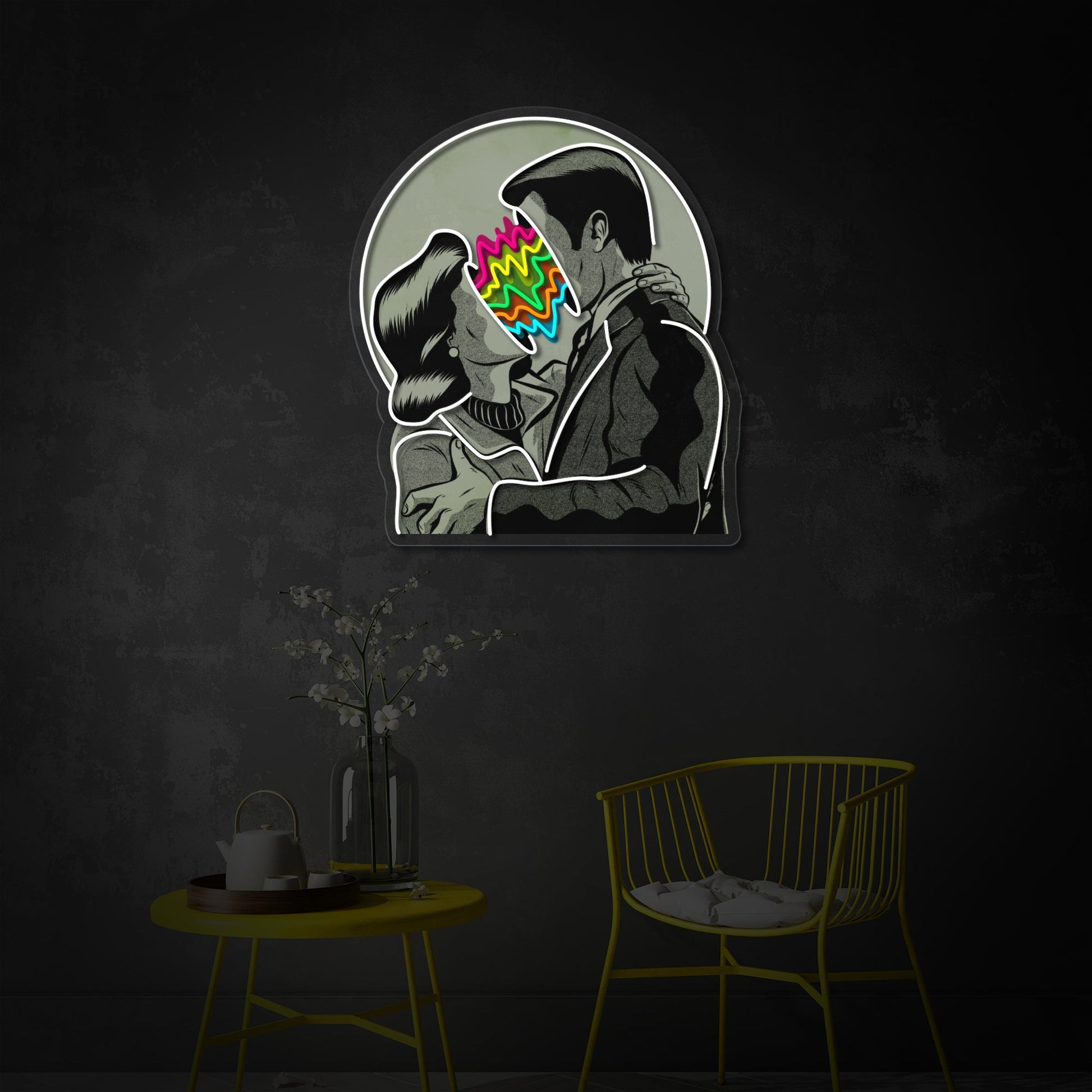 Kissing Couple LED Neon Sign | Love Wall Art - MEON NEON