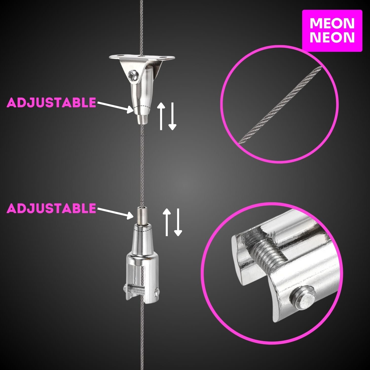 LED Neon Sign Hanging Mount Kit - Cable Suspension System - MEON NEON