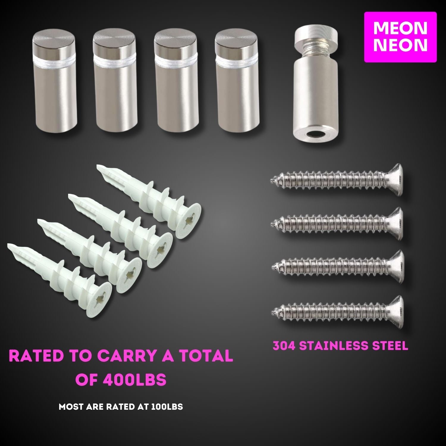 LED Neon Sign Wall Mounting Kit - Complete Hardware Set - MEON NEON