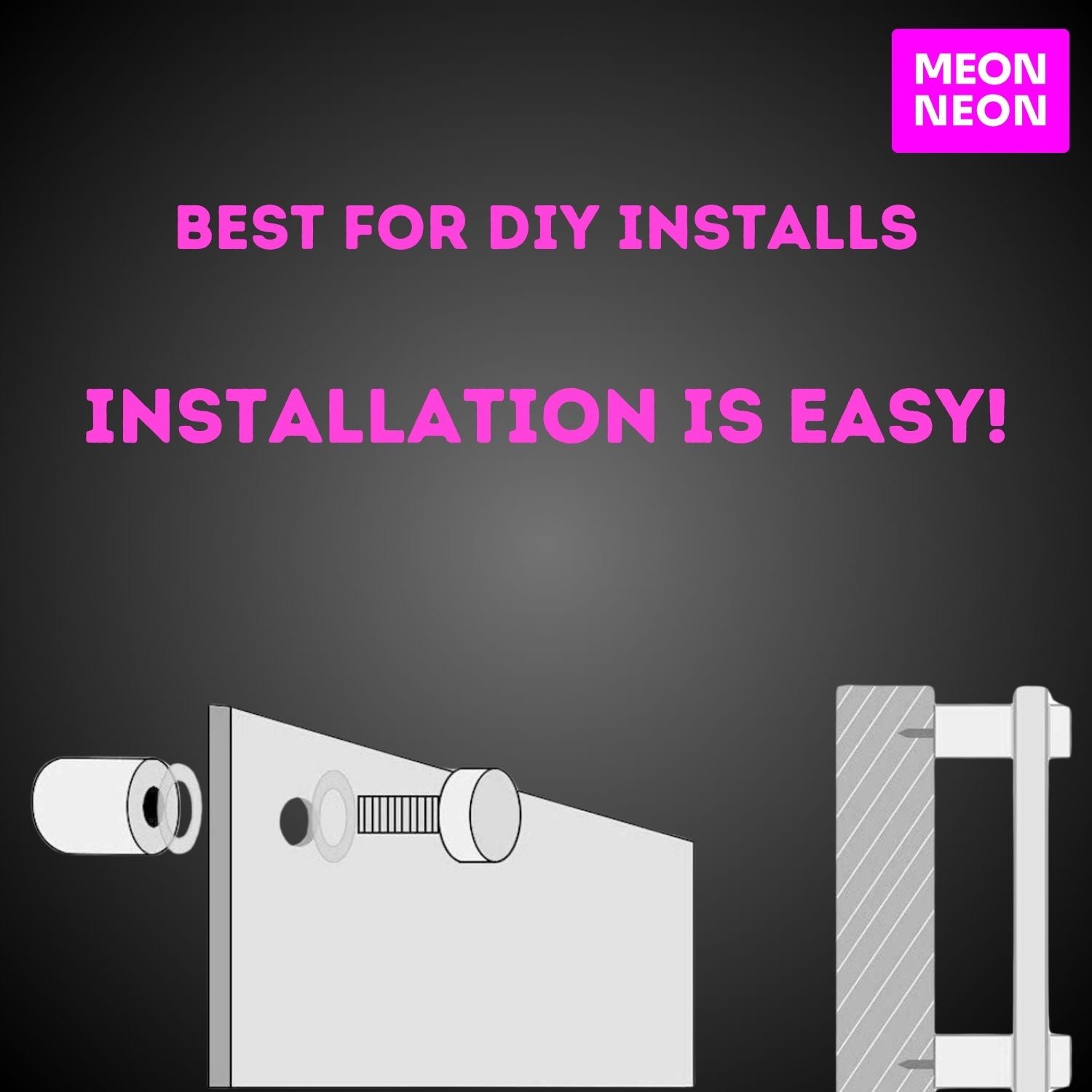 LED Neon Sign Wall Mounting Kit - Complete Hardware Set - MEON NEON