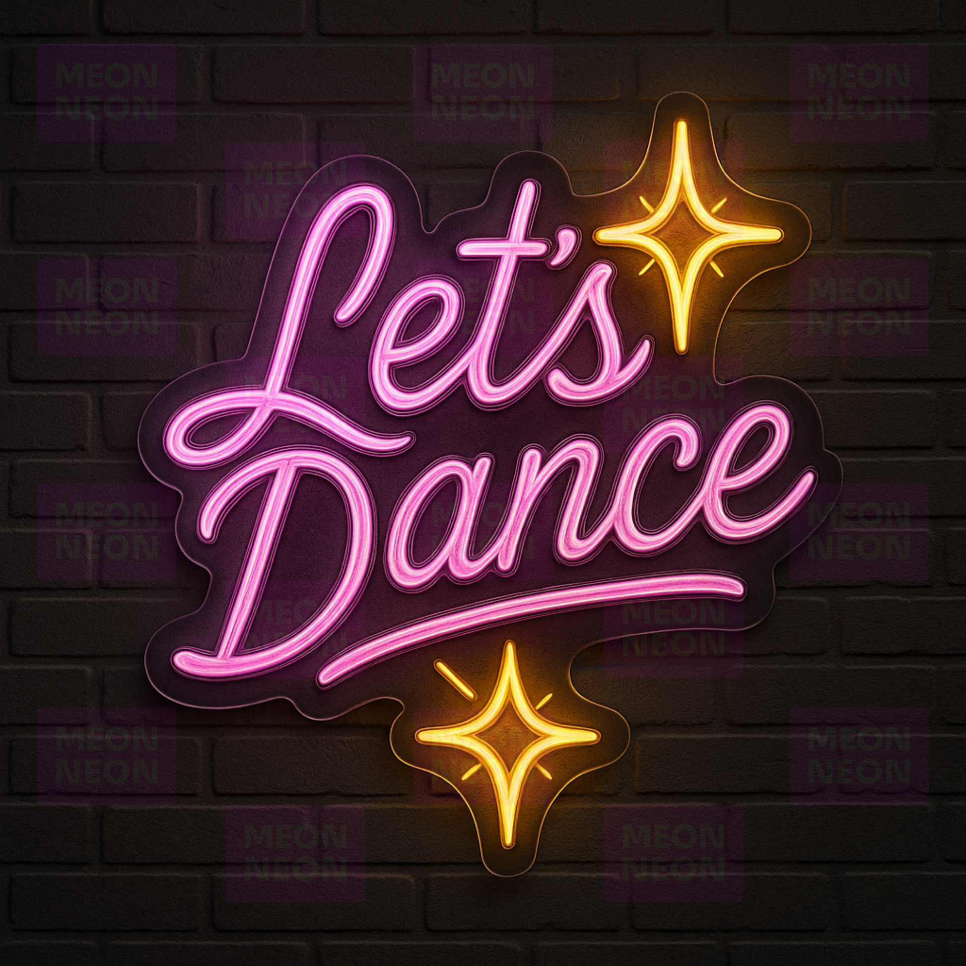 Let's Dance LED Neon Sign - Party Invitation - Celebration Design - Pink & Gold Light - MEON NEON