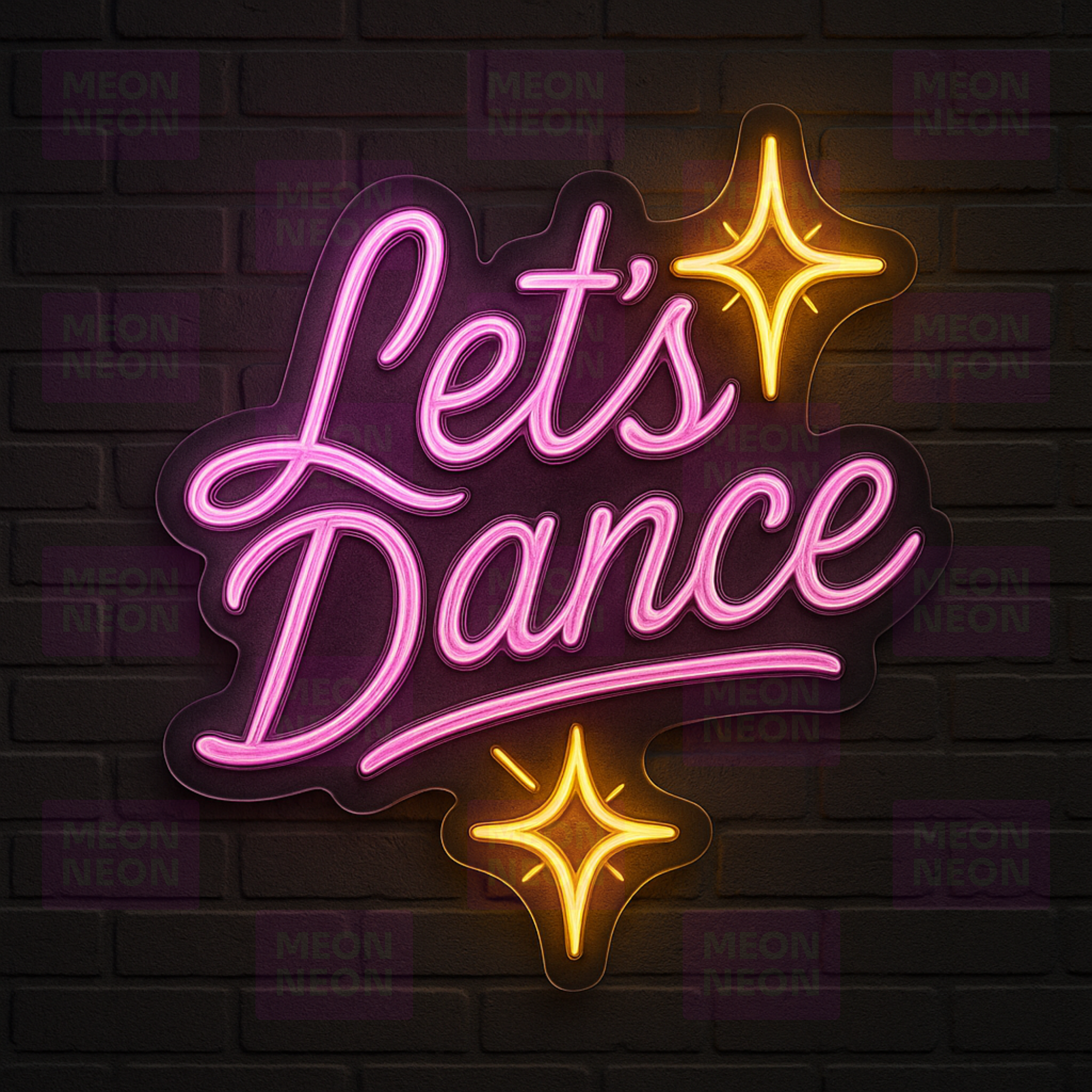 Let's Dance LED Neon Sign - Party Invitation - Celebration Design - Pink & Gold Light - MEON NEON