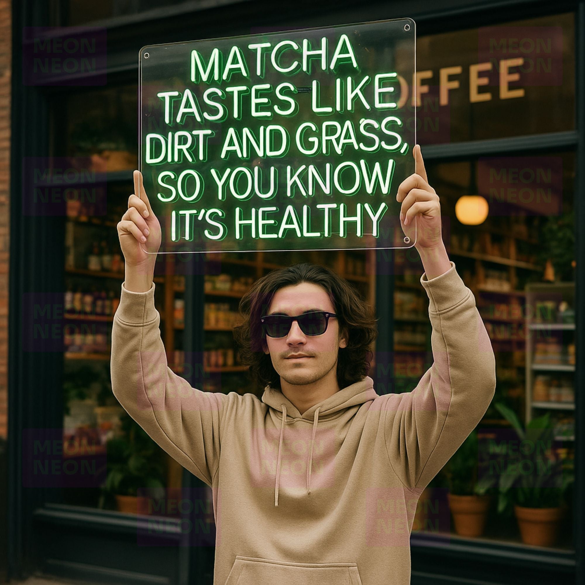Matcha Tastes Like Dirt And Grass, So You Know It's Healthy - LED Neon Sign - MEON NEON