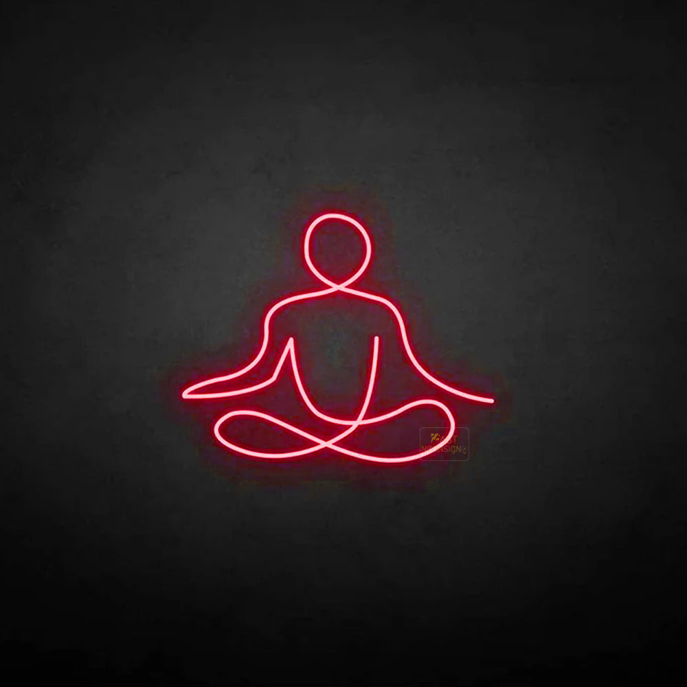 Meditating Figure LED Neon Sign in Red