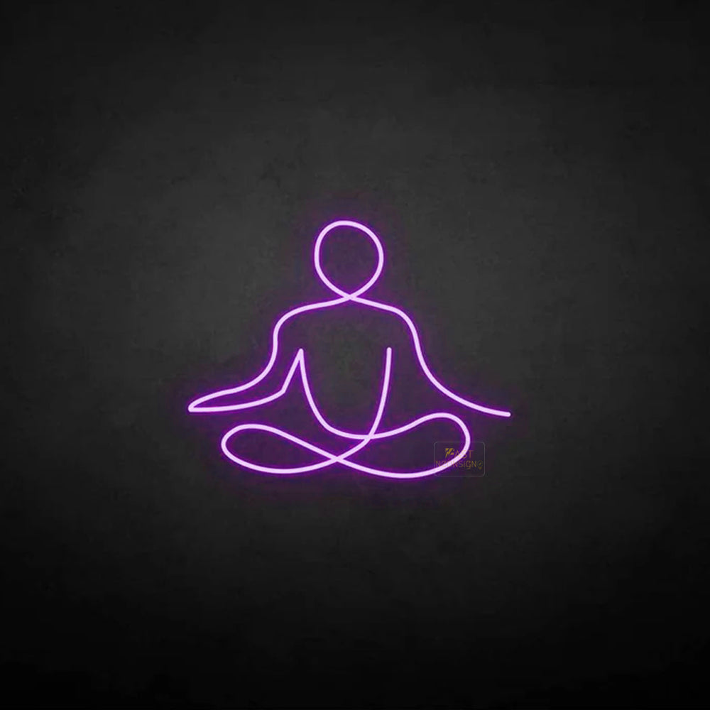 Meditating Figure LED Neon Sign in Orange