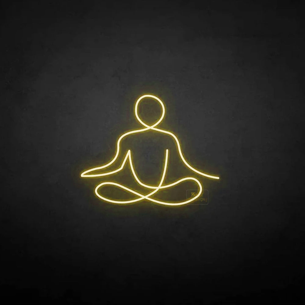 Meditating Figure LED Neon Sign in Yellow
