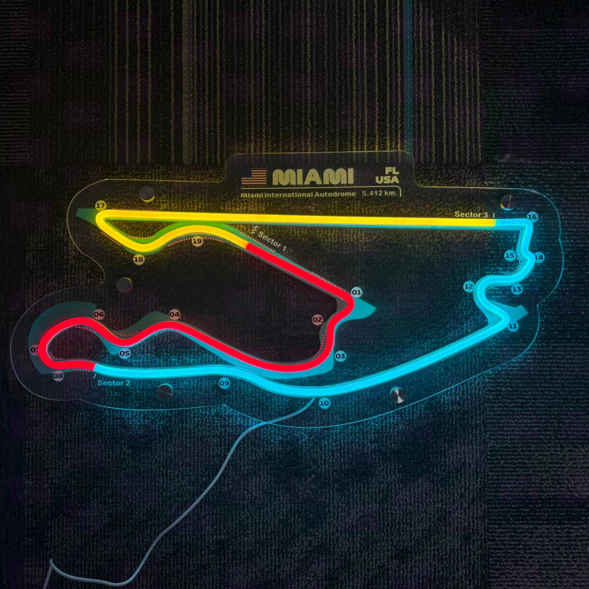 Custom Neon LED Racing Man Cave Advertising Sign for Miami International Autodrome Circuit Made of Acrylic - LED Neon Sign