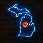Michigan Mitten Love LED Neon Sign