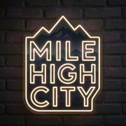 Mile High City LED Neon Sign - Colorado Typography - Custom Mountain Design - Premium White Light - MEON NEON