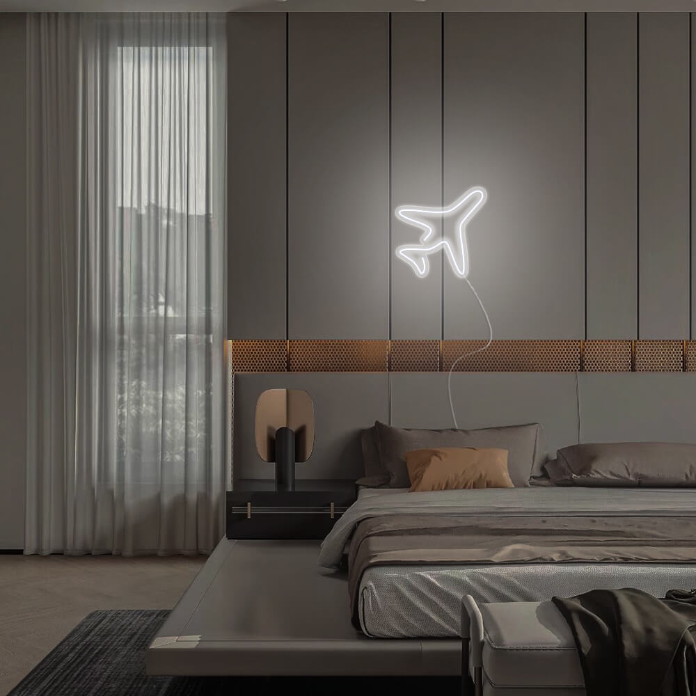 Mini Airplane LED Neon Sign in Cool White