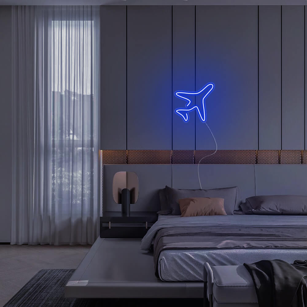 Mini Airplane LED Neon Sign in Yellow