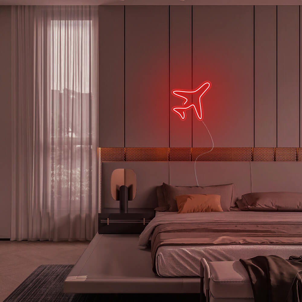 Mini Airplane LED Neon Sign in Blue