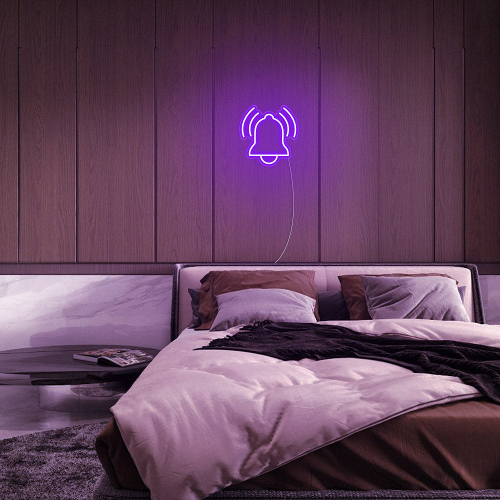 Mini Alarm Clock LED Neon Sign in Purple