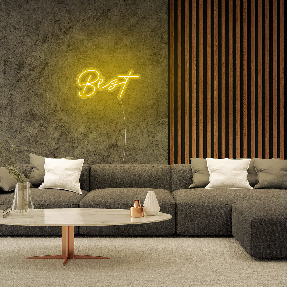 Mini BEST Word LED Neon Sign in Yellow