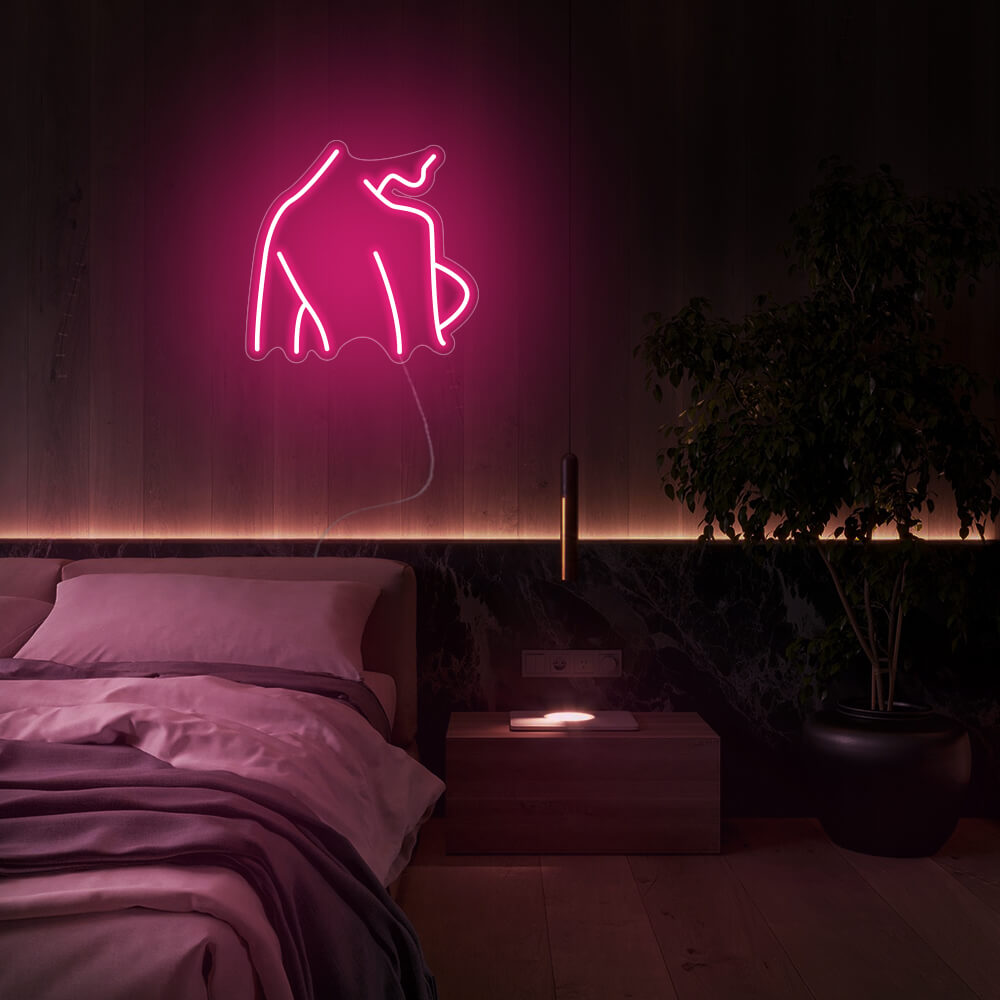 Mini Back Silhouette LED Neon Sign in Hot Pink