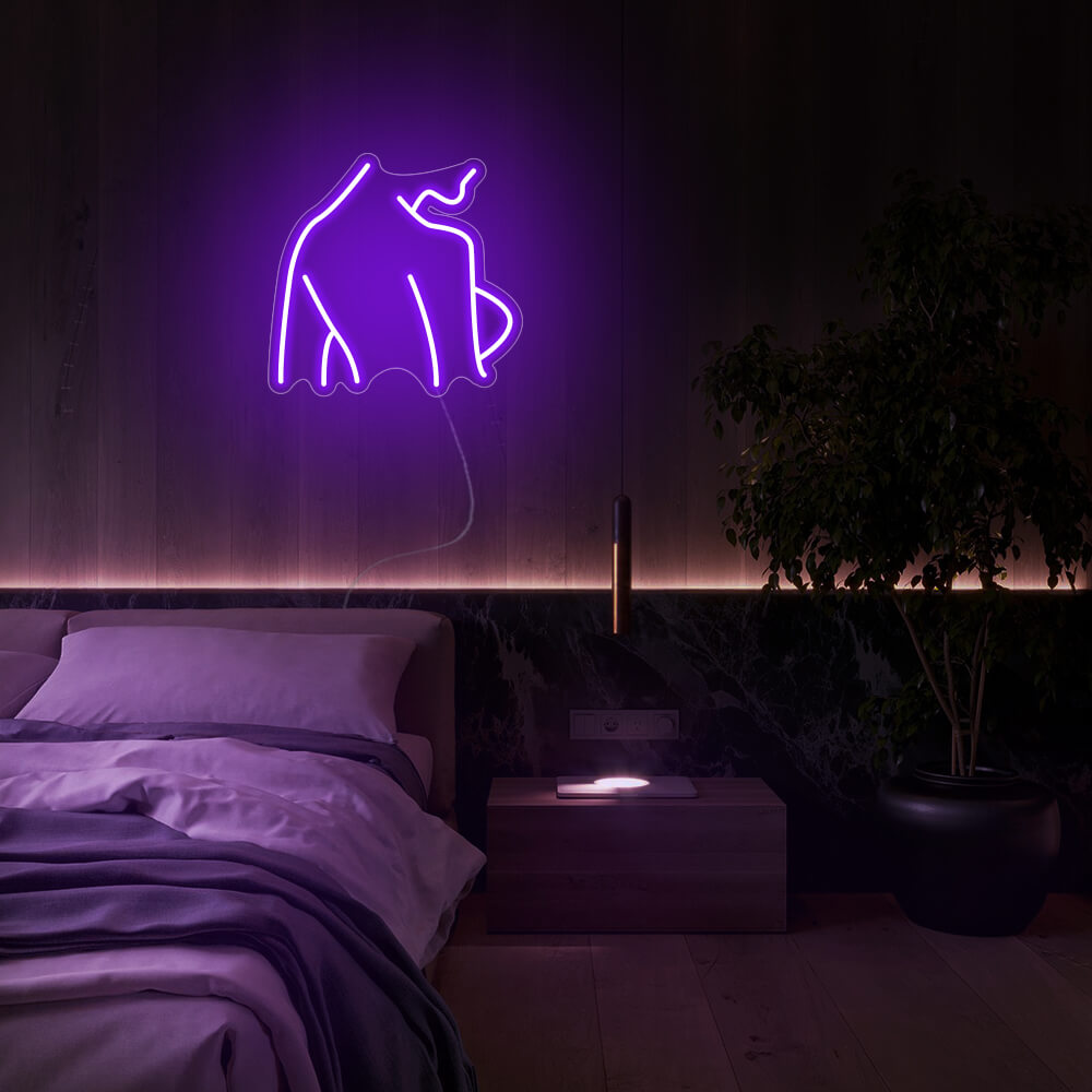 Mini Back Silhouette LED Neon Sign in Purple