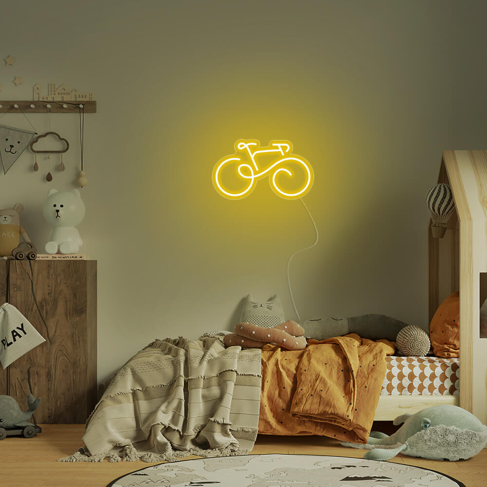Mini Bicycle LED Neon Sign in Yellow