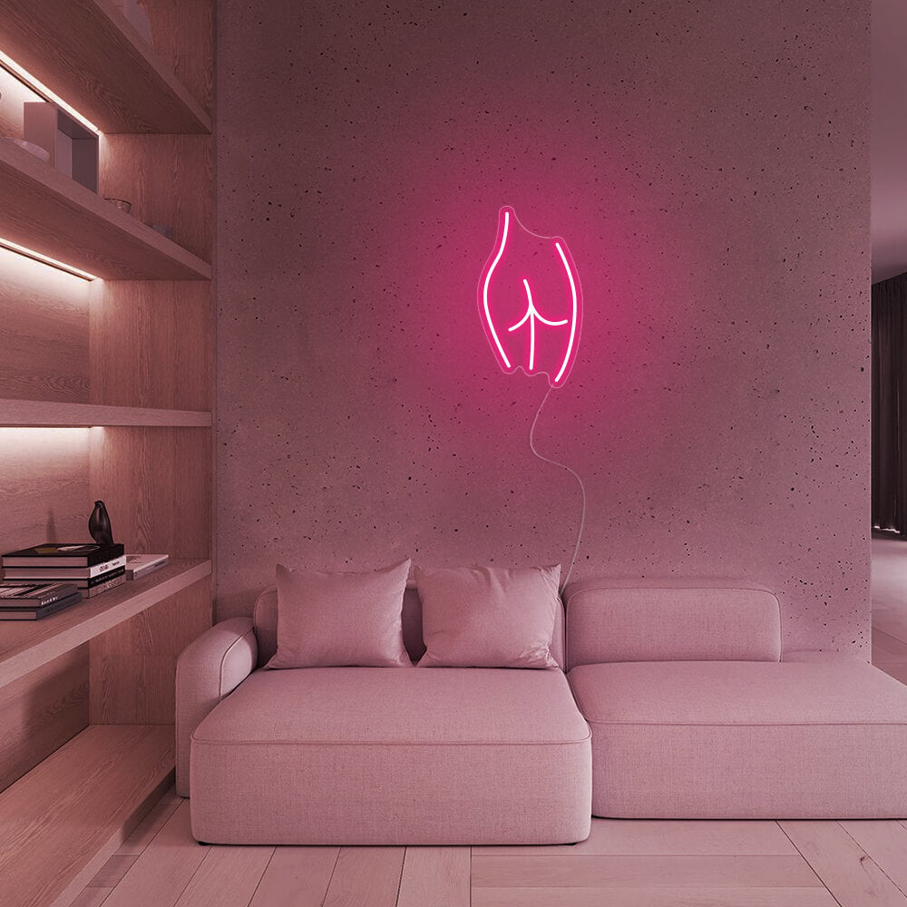 Mini Body Curve Line Art LED Neon Sign in Hot Pink