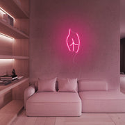Mini Body Curve Line Art LED Neon Sign in Hot Pink