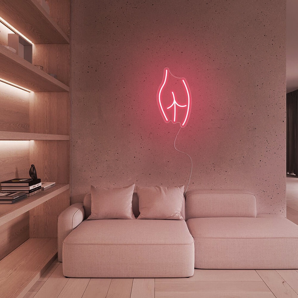 Mini Body Curve Line Art LED Neon Sign in Light Pink