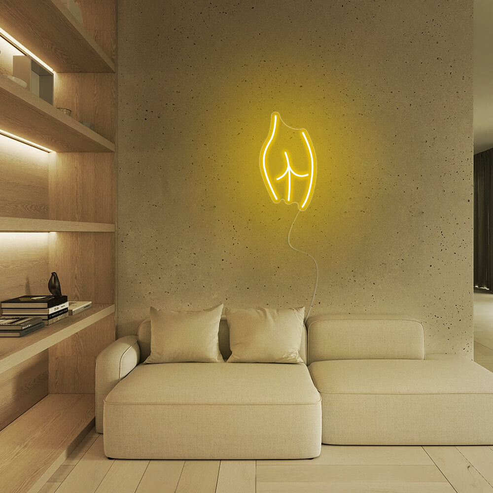 Mini Body Curve Line Art LED Neon Sign in Yellow