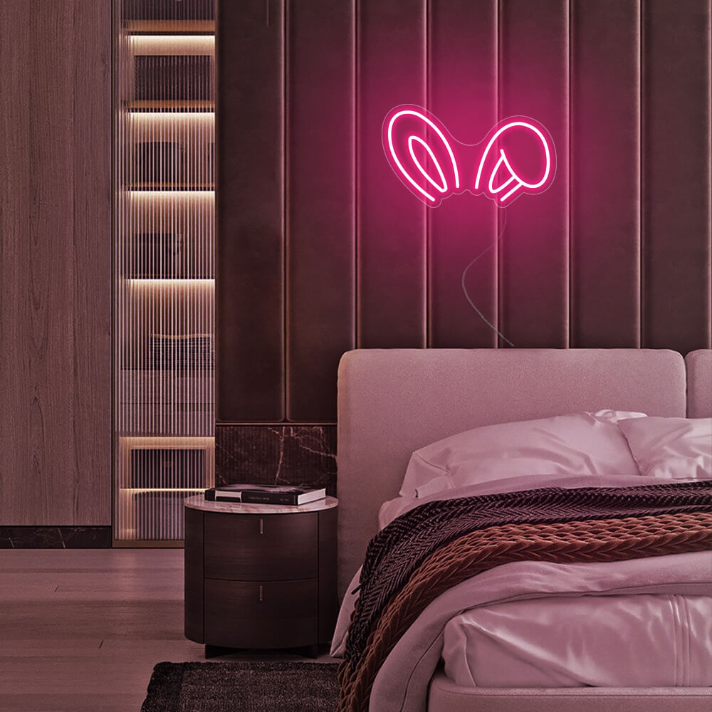 Mini Bunny Ears LED Neon Sign in Hot Pink