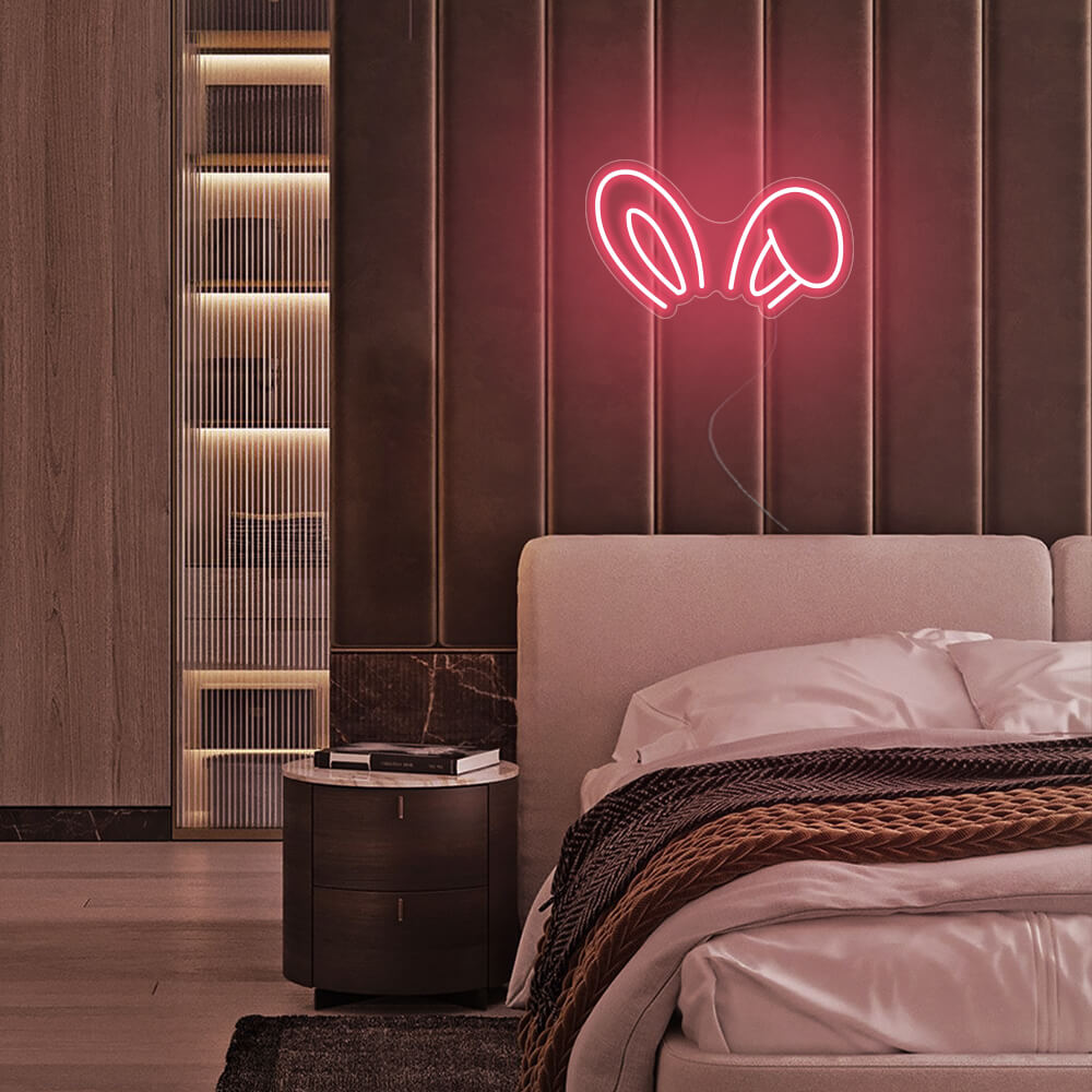 Mini Bunny Ears LED Neon Sign in Light Pink