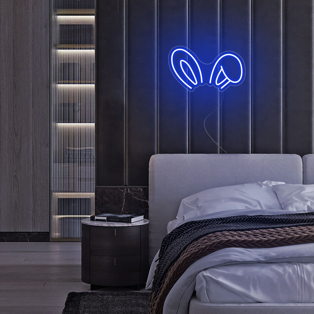 Mini Bunny Ears LED Neon Sign in Blue