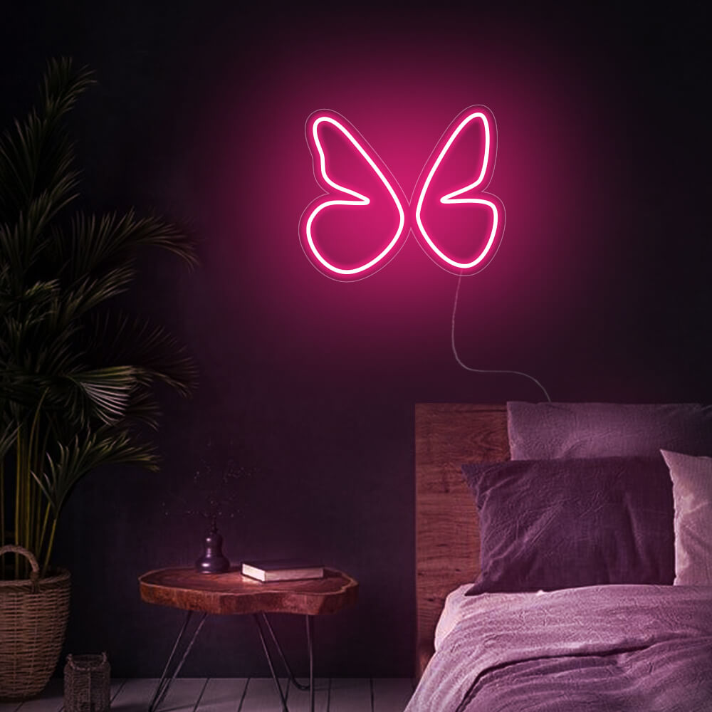 Mini Butterfly LED Neon Sign in Hot Pink
