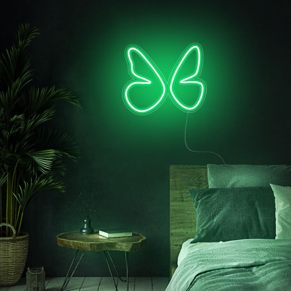 Mini Butterfly LED Neon Sign in Green