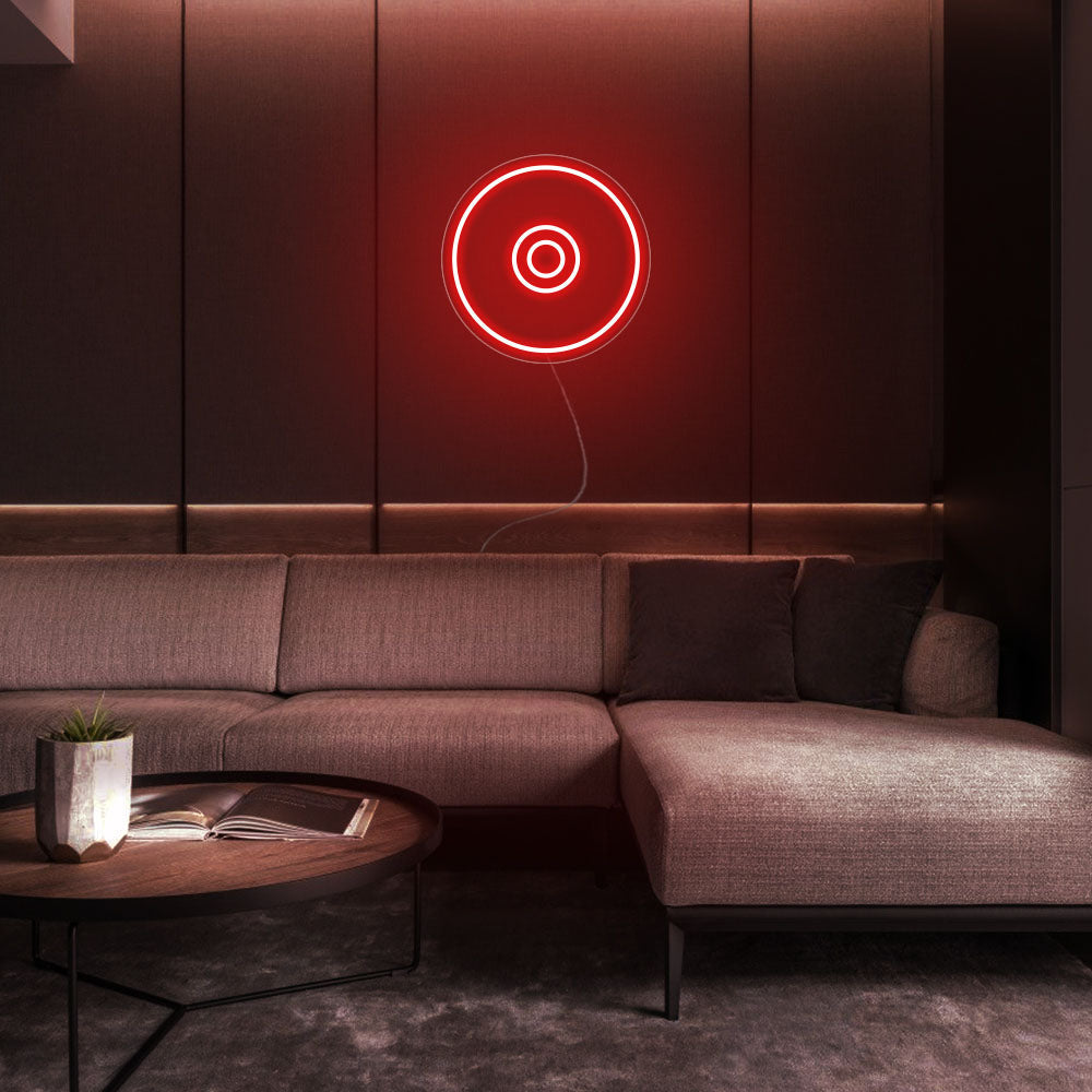 Mini CD Disc LED Neon Sign in Red