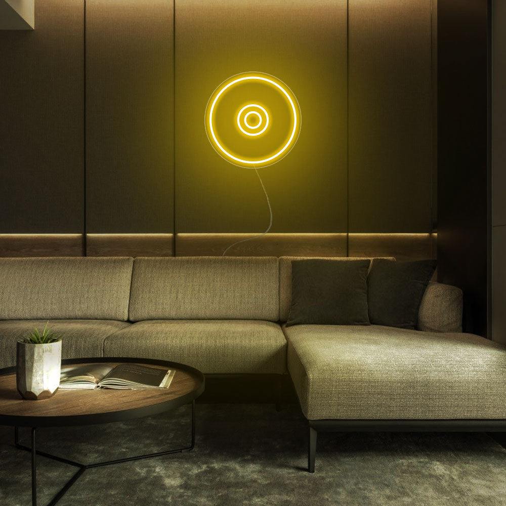 Mini CD Disc LED Neon Sign in Yellow