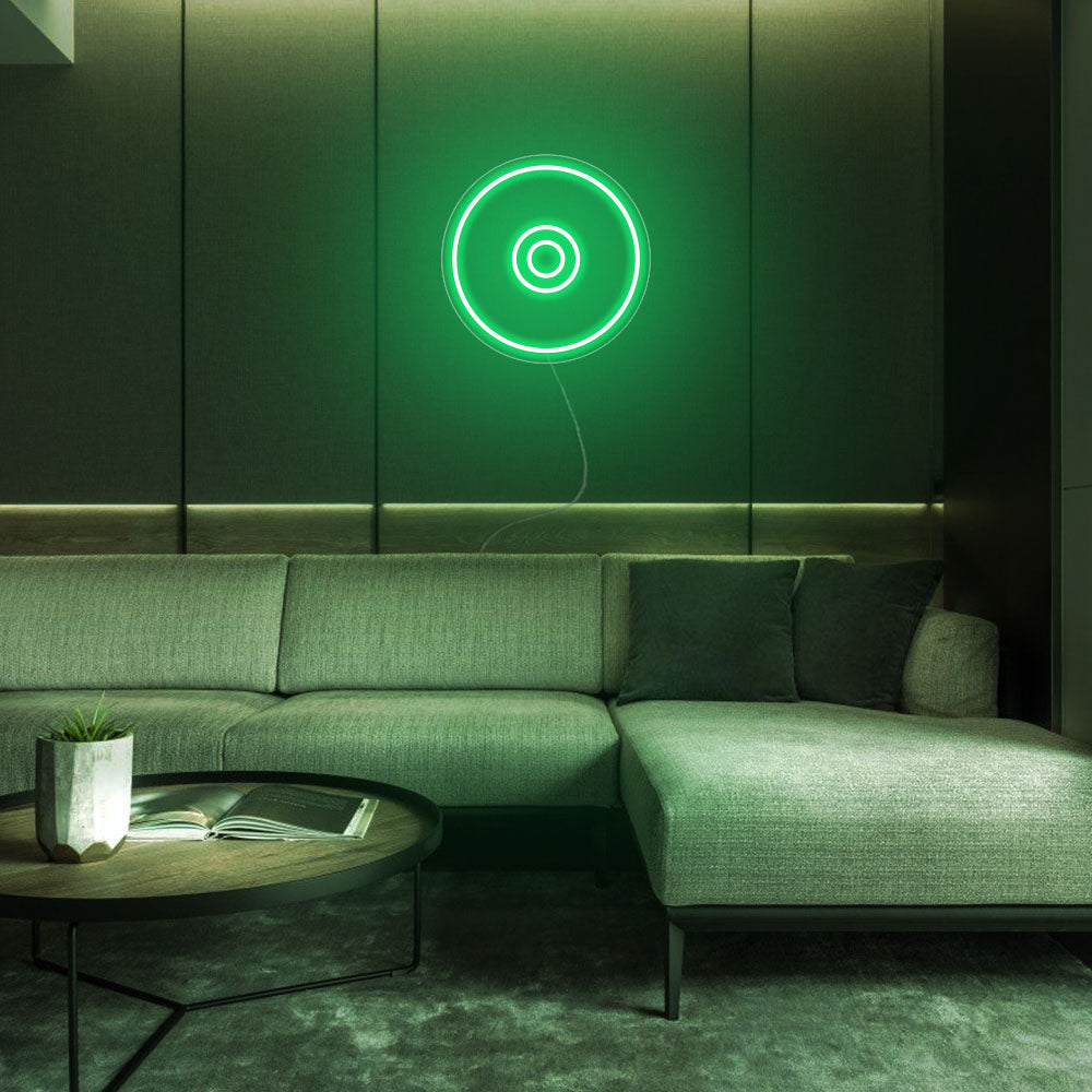 Mini CD Disc LED Neon Sign in Green