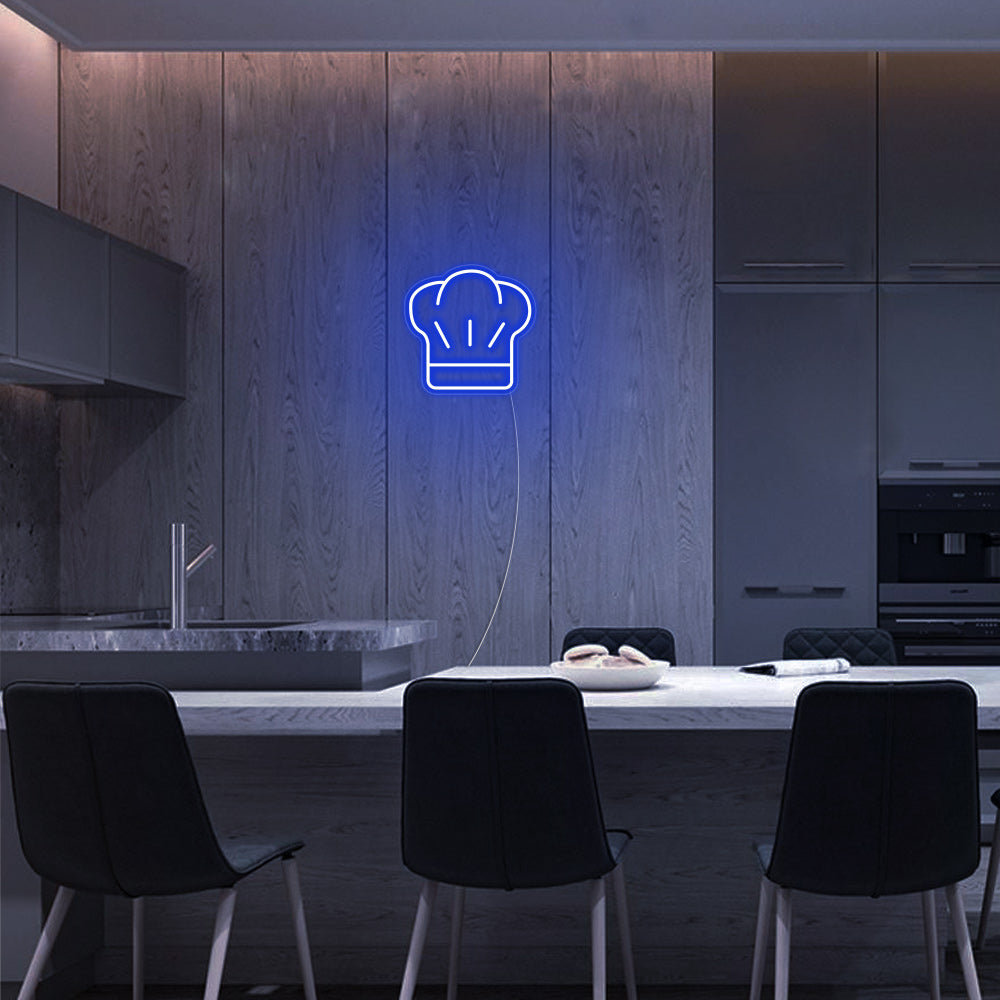 Mini Chef Hat LED Neon Sign in Blue