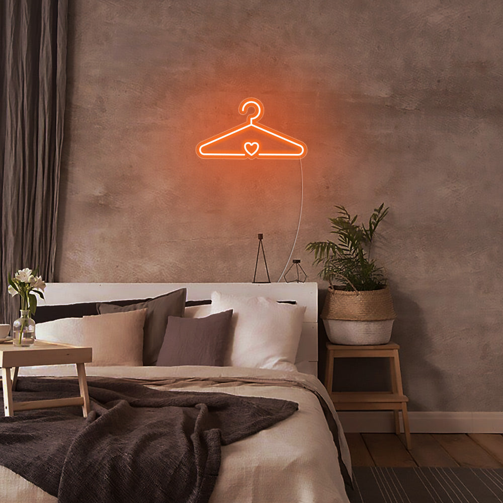 Mini Coat Hanger LED Neon Sign in Orange