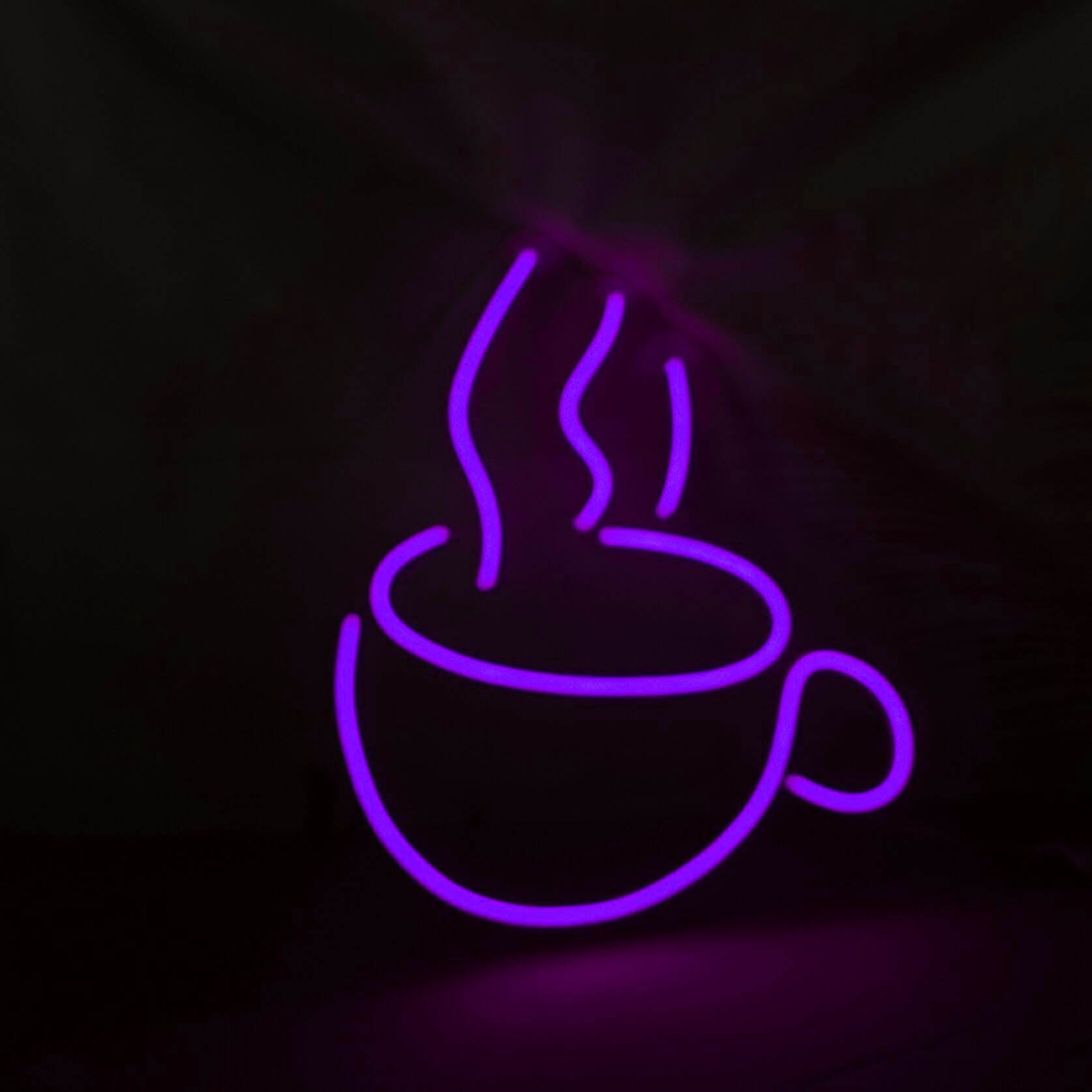Mini Coffee Cup LED Neon Sign in Hot Pink