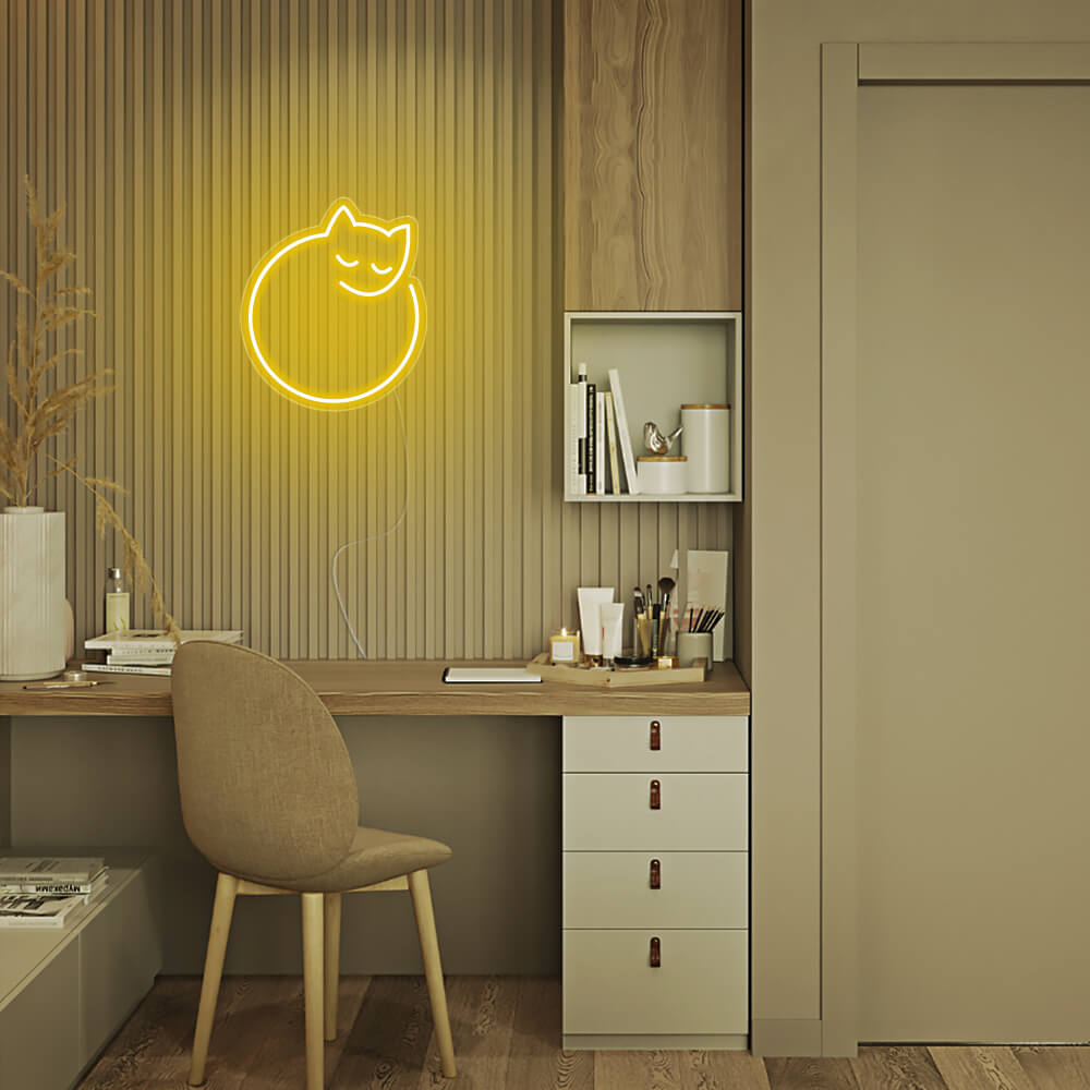 Mini Curled Up Cat LED Neon Sign