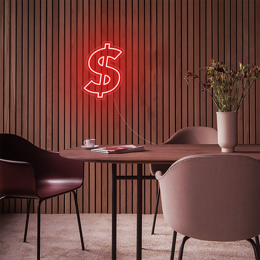 Mini Dollar Sign LED Neon Sign in Red