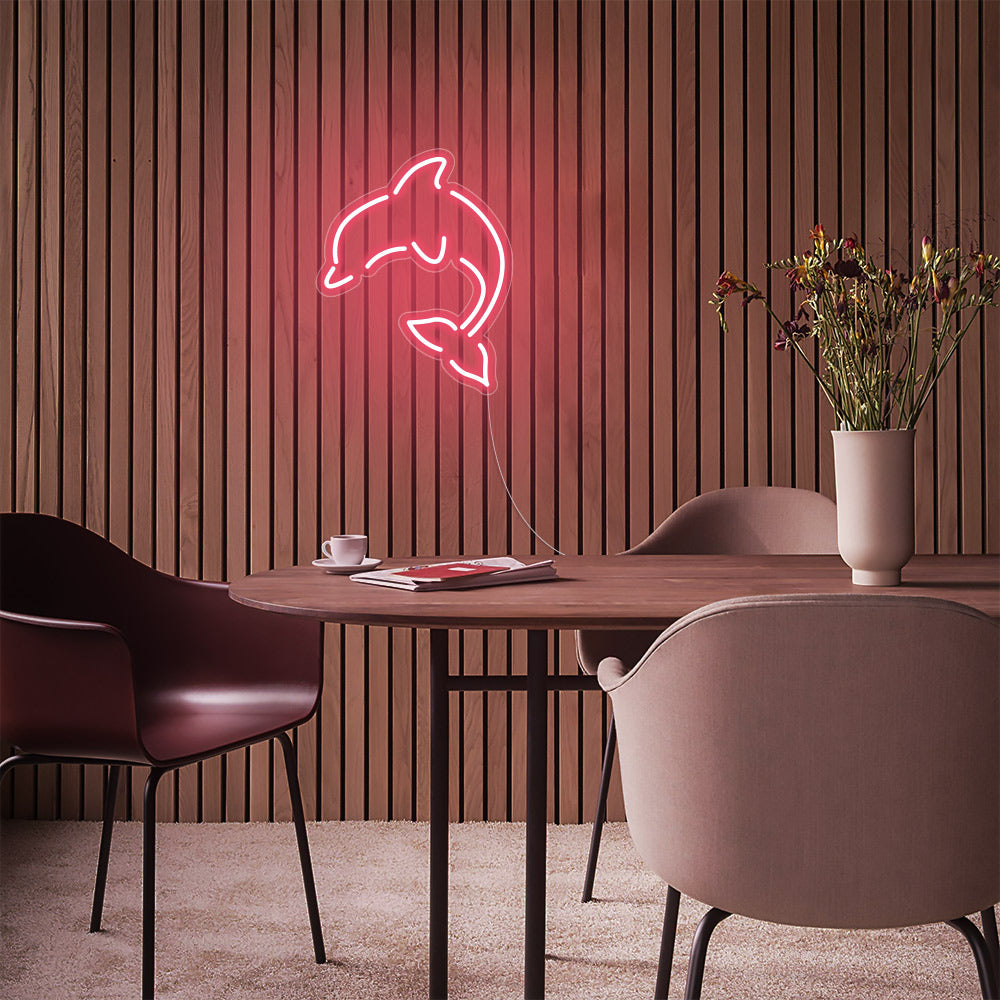 Mini Dolphin LED Neon Sign in Light Pink