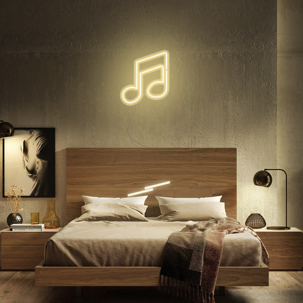 Mini Double Music Notes LED Neon Sign in Orange