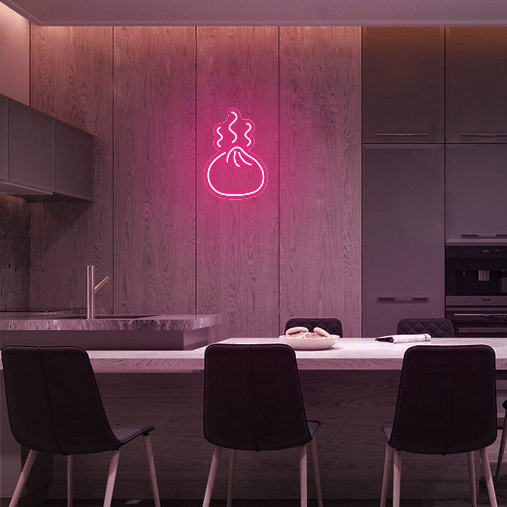Mini Dumpling LED Neon Sign in Hot Pink