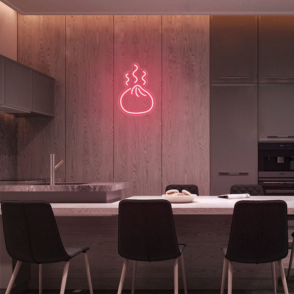 Mini Dumpling LED Neon Sign in Light Pink