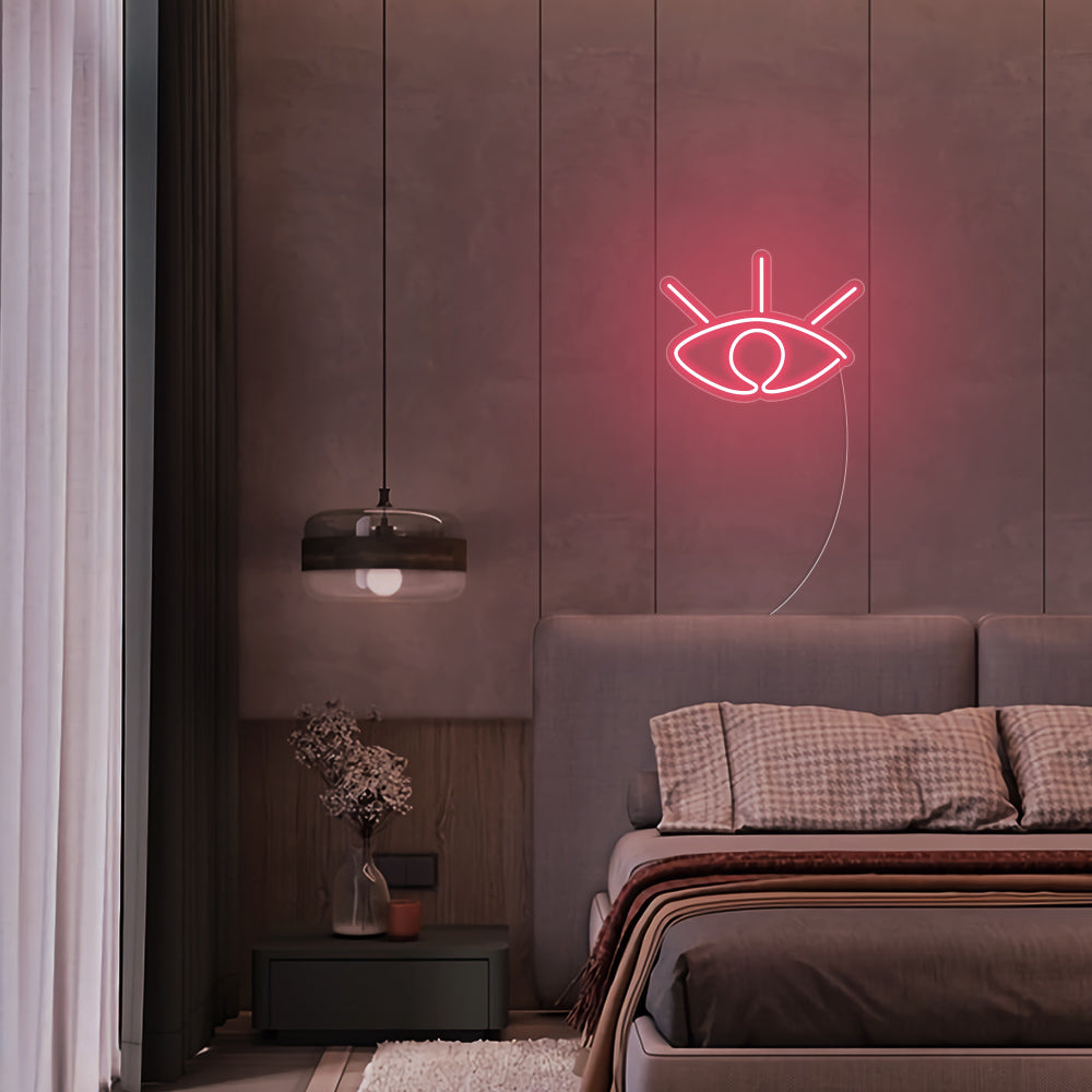 Mini Eye LED Neon Sign in Light Pink